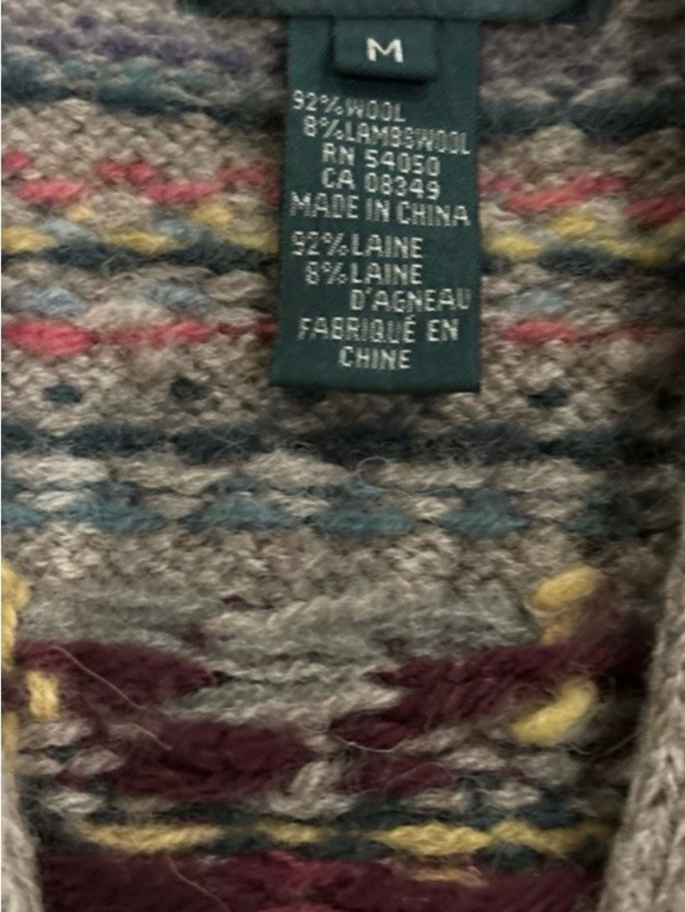 VTG Lauren Ralph Lauren Hand Knit Wool Fair Isle Cardigan Sweater Sz M - Picture 3 of 8